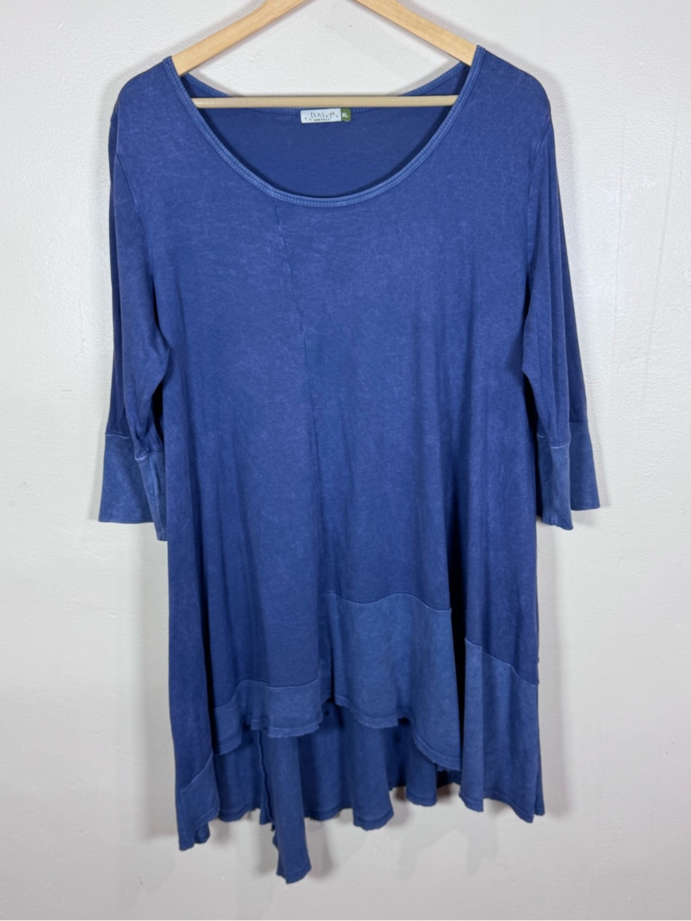 Chalet et Ceci Women's Indigo Tunic Top Asymmetrical Cotton Hemp XL Lagenlook